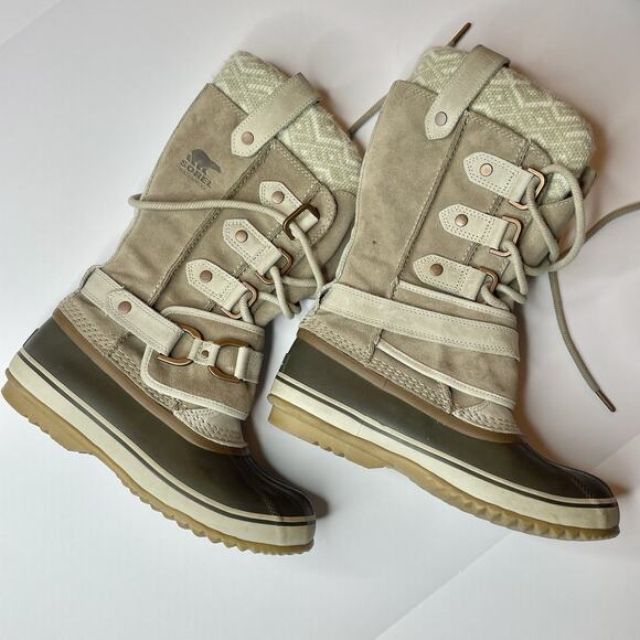 SOREL Joan Of Arctic Premium Tall Boots Women 8 Winter Waterproof Suede Wool - Picture 2 of 9